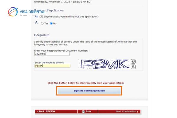 Chữ ký điện tử trong đơn xin visa đi Mỹ