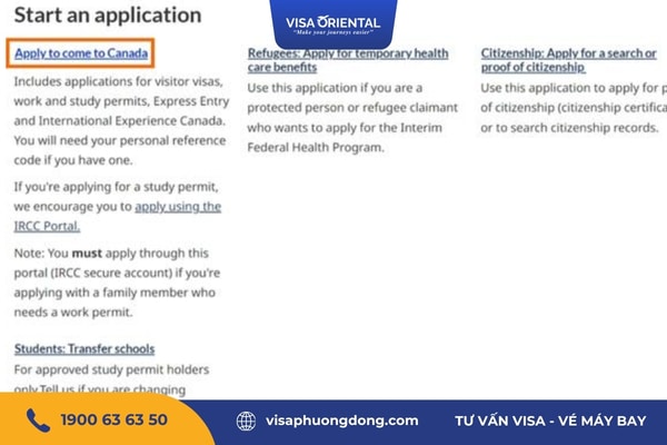 Bước đầu tiên trong hướng dẫn điền đơn xin visa Canada