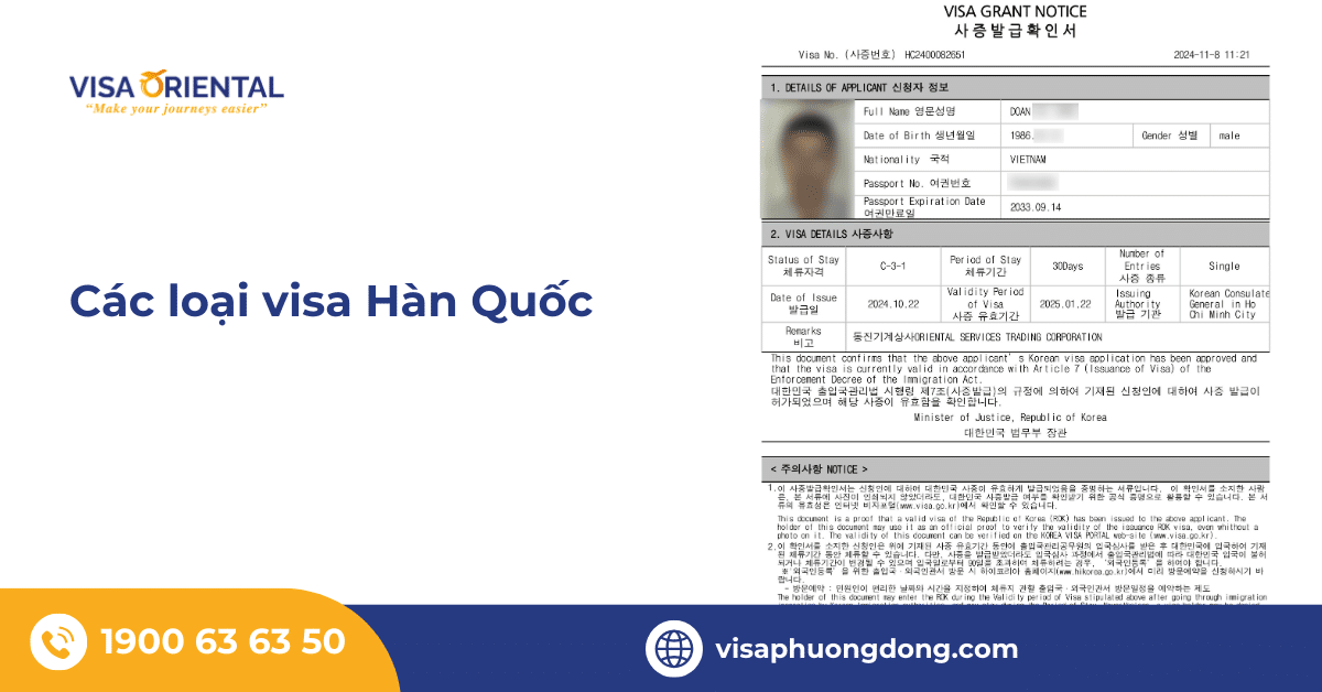 Tổng hợp các loại visa đi Hàn Quốc