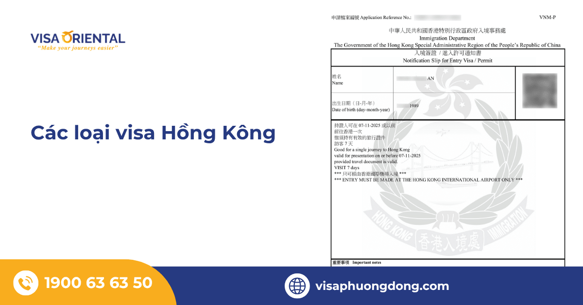 Các loại visa Hồng Kông