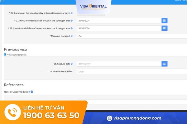 Thông tin về lần lấy visa trước đó