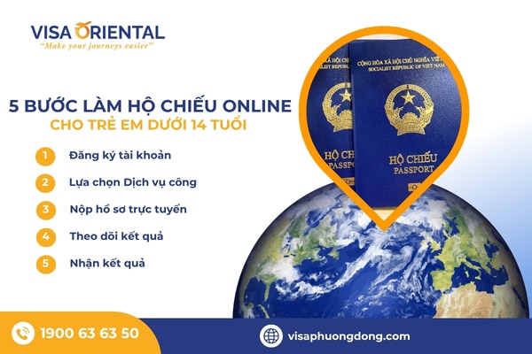 Cách làm hộ chiếu online cho trẻ em dưới 14 tuổi