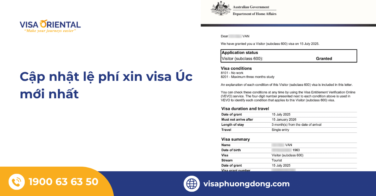 Cập nhật lệ phí xin visa Úc mới nhất