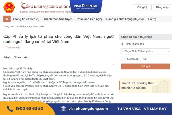 Cấp phiếu lý lịch tư pháp công dân Việt Nam