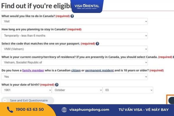 Chọn các thông tin liên quan đến loại visa
