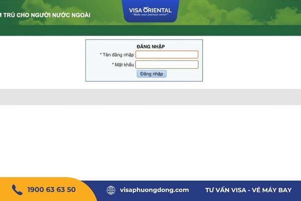 Đăng nhập tài khoản để đăng ký tạm trú