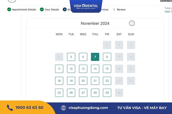 Chọn ngày phù hợp với lịch trống của VFS Đức