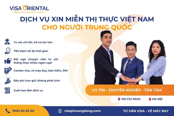Dịch vụ xin miễn thị thực cho người Trung Quốc