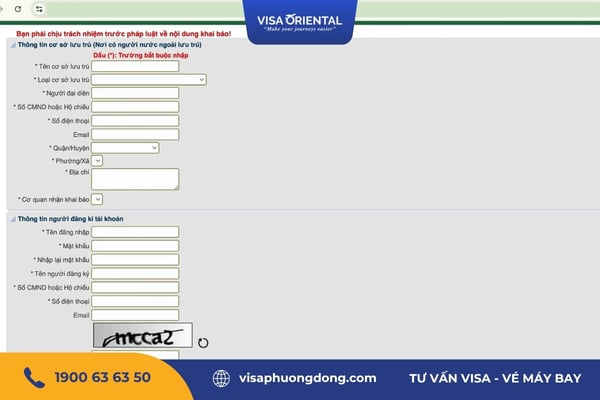 Điền đầy đủ thông tin để đăng ký tài khoản
