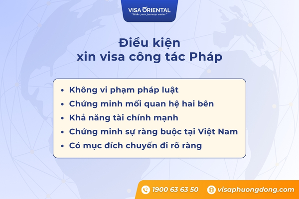 Điều kiện xin visa công tác Pháp