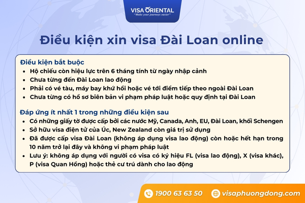 Điều kiện xin visa Đài Loan online