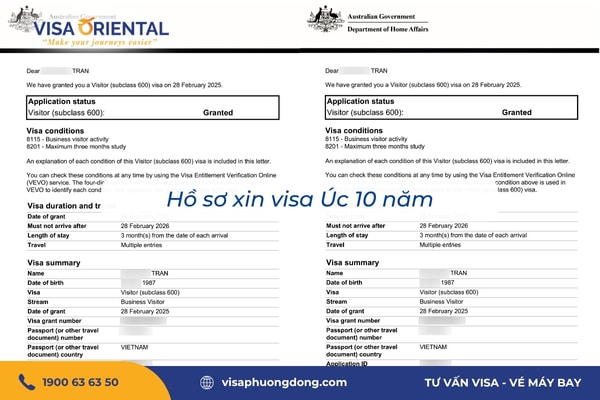 Hồ sơ xin visa Úc 10 năm
