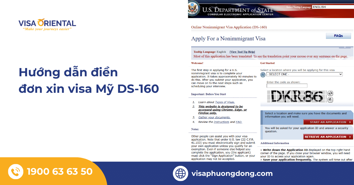 Hướng dẫn điền đơn xin visa Mỹ online