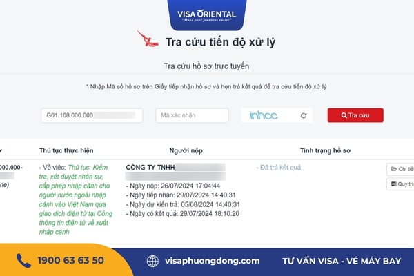 Kết quả tra cứu công văn nhập cảnh