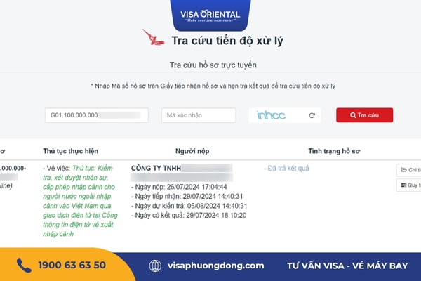 Kết quả tra cứu công văn nhập cảnh