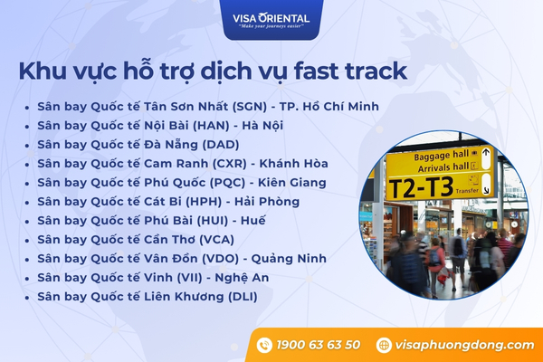 Khu vực nào hỗ trợ dịch vụ fast track