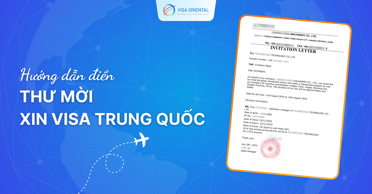 Mẫu thư mời làm visa Trung Quốc