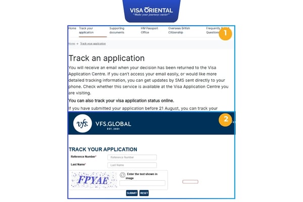 Nhập thông tin kiểm tra kết quả visa Anh