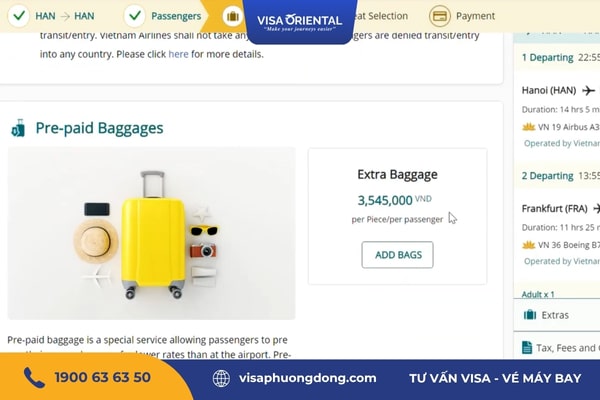 Phần đăng ký dịch vụ kèm theo
