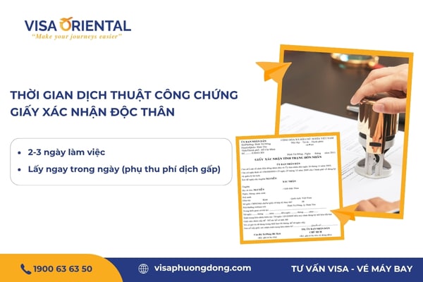 Thời gian dịch thuật công chứng giấy chứng nhận độc thân