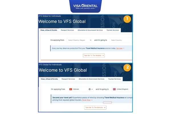 Truy cập website VFS Global để kiểm tra tình trạng visa Anh